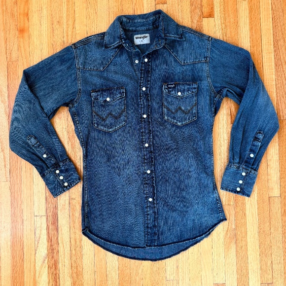 Y2K Classic Wrangler Denim Snap Western Shirt - Picture 1 of 6